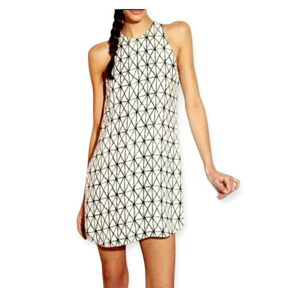 100% Silk A.L.C. Black and White Shift Dress Size 2 - Picture 2 of 11